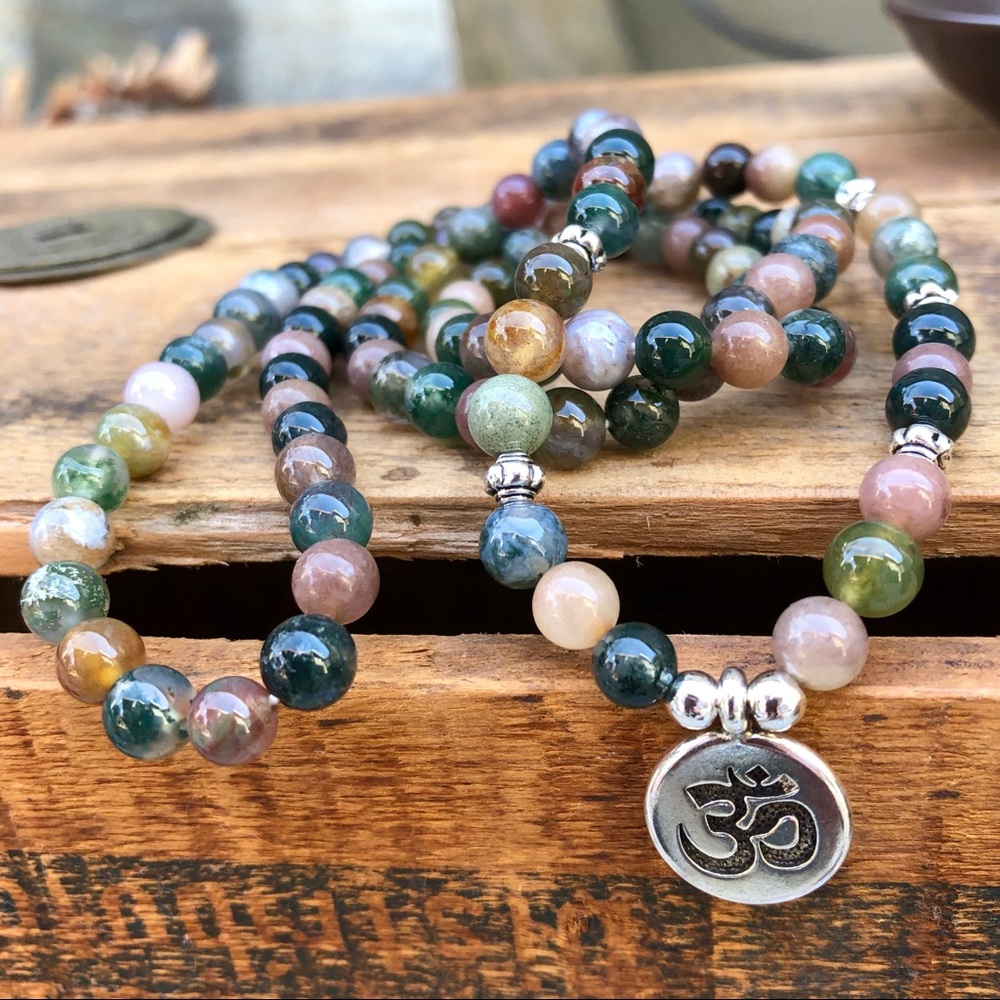 ✨INDIAN AGATE 108 STONE MALA NECKLACE 6mm✨